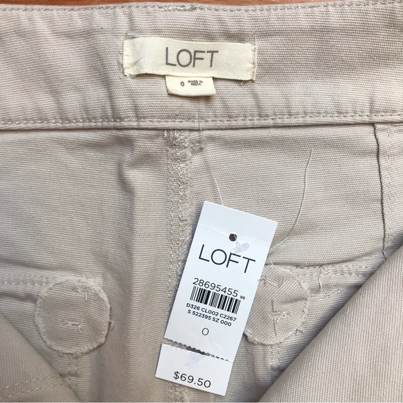Loft Light Beige Gathered Ankle Khaki Pants, NWT, 0 - Picture 3 of 11